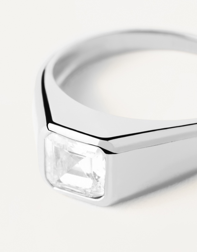 PDPAOLA - Square Shimmer Stamp Silver Ring