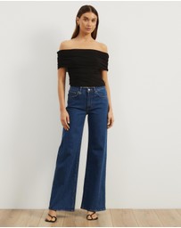 Atmos&Here - Elka Short Sleeve Mesh Off Shoulder Top