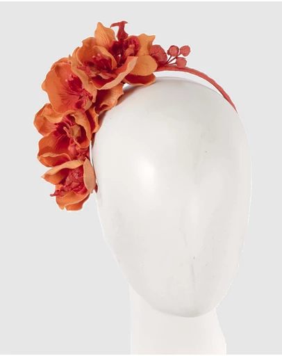Max Alexander - Orange Orchid Flower Fascinator