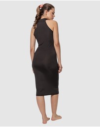 Oh!Zuza - Turtle Neck Sleeveless Casual Ribbed Midi Dress