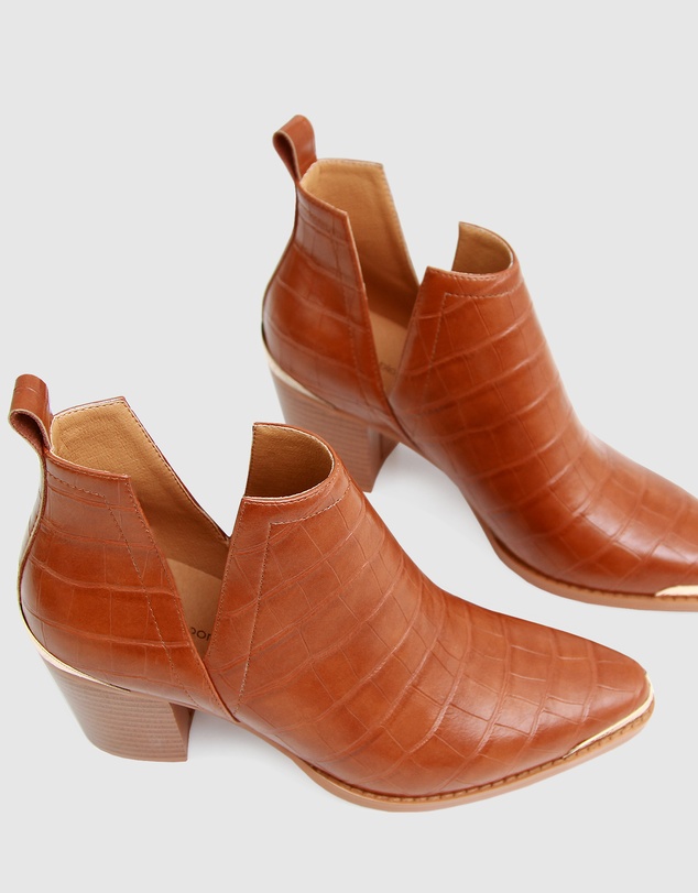 Belle & Bloom - Austin Croc Embossed Ankle Boot