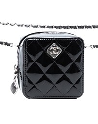 Pre-Loved by Azura Reborn - Pre-Loved CC Quilted Patent Diamond Resin Clutch With Chain