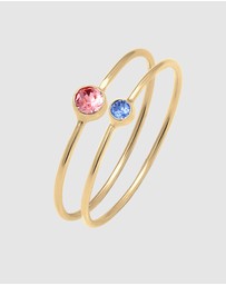 Elli Jewelry - Ring Set Crystal 925 Sterling Silver Gold-Plated