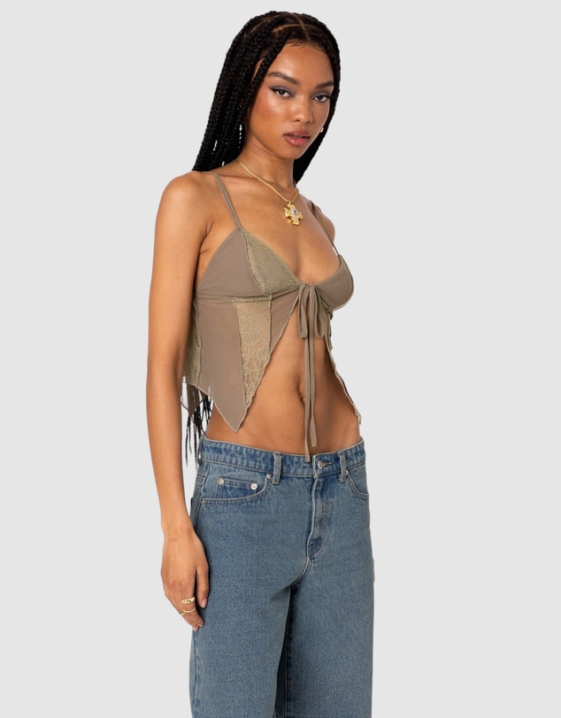 EDIKTED - Patchwork Lacey Mesh Top