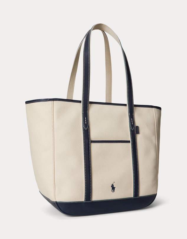 Polo Ralph Lauren - Leather-Trim Canvas Medium Shopper Tote - The ICONIC Exclusive