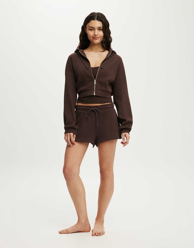 Cotton On Body - Off Duty Waffle Cropped Hoodie
