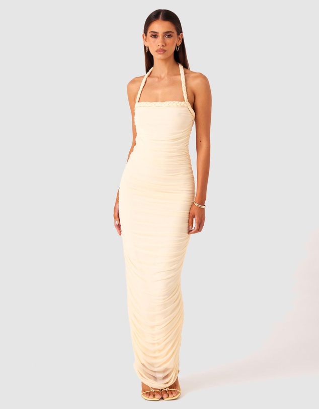 SNDYS - Gianna Ruched Halterneck Maxi Dress