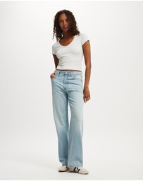 Cotton On - Goldie Rib V Neck Short Sleeve