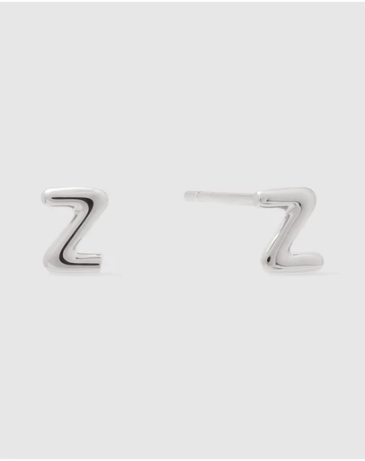 Wanderlust + Co - Alphabet Bubble Silver Stud Earrings - Letter Z
