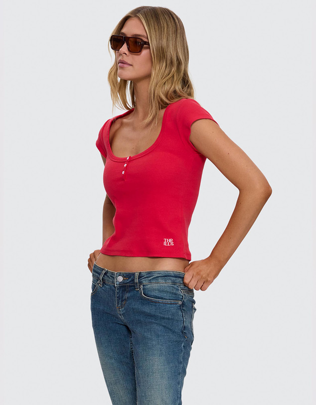 Thrills - Rib Portrait Neck Henley Tee