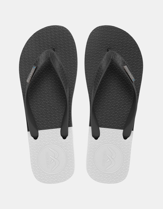 Boomerangz Footwear - Men's Black/Grey/White Thongs with arch support and 2 x interchangeable straps