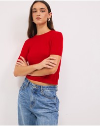 Calli - Melton Fitted Knit Tee