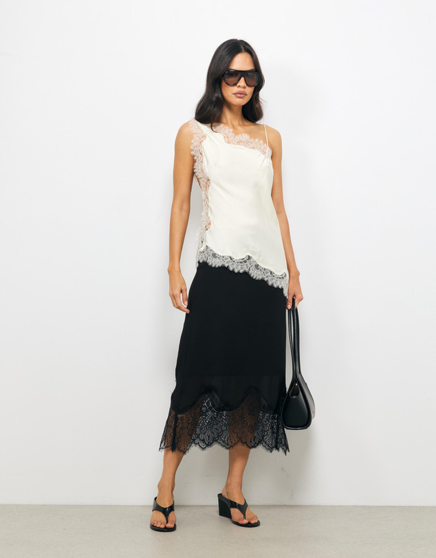 AERE - Alina Lace Trim Slip Skirt