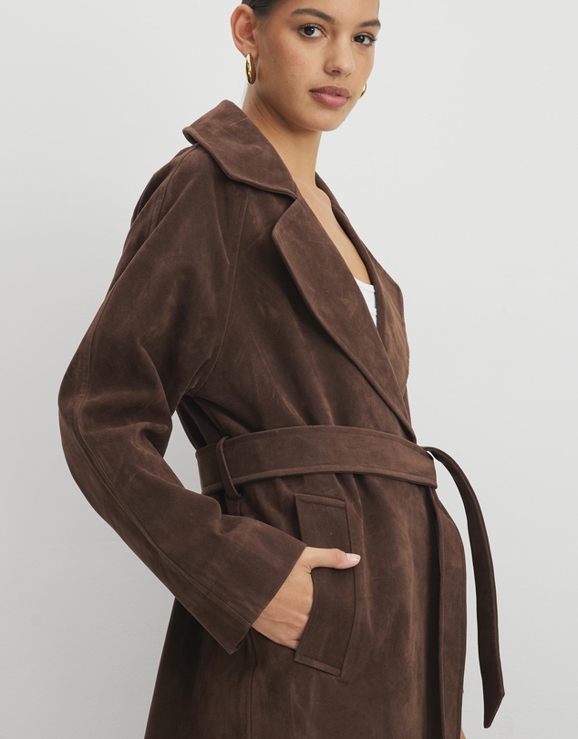 AERE - Anders Suede Look Oversized Coat
