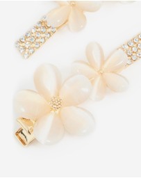 Lovisa - Gold Diamante Pave Double Flower Hair Clips 2-Pack