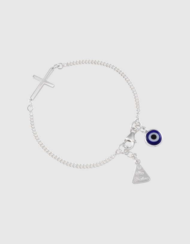 Von Treskow - Cross & Evil Eye Curb Bracelet