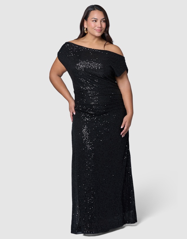 Pink Dusk by Curve Project - Platinum Nights Sequin Maxi Dress