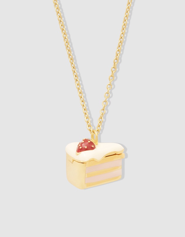 Wanderlust + Co - Strawberry Shortcake Gold Locket Necklace