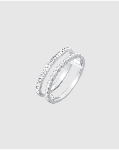 Elli Jewelry - Ring 2 in 1 Design Crystal Brass Collection