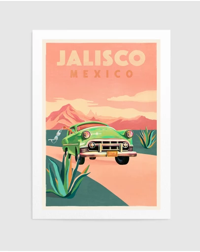 Olive et Oriel - Jalisco Mexico Vintage Travel Poster by The Whiskey Ginger Art Print