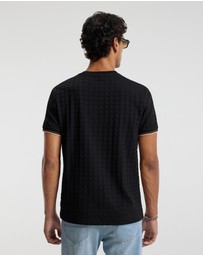 Calibre - Stripe Trim Jacquard T-shirt Black