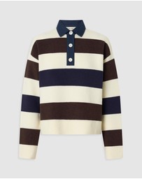Oroton - Contrast Collar Rugby Knit Top