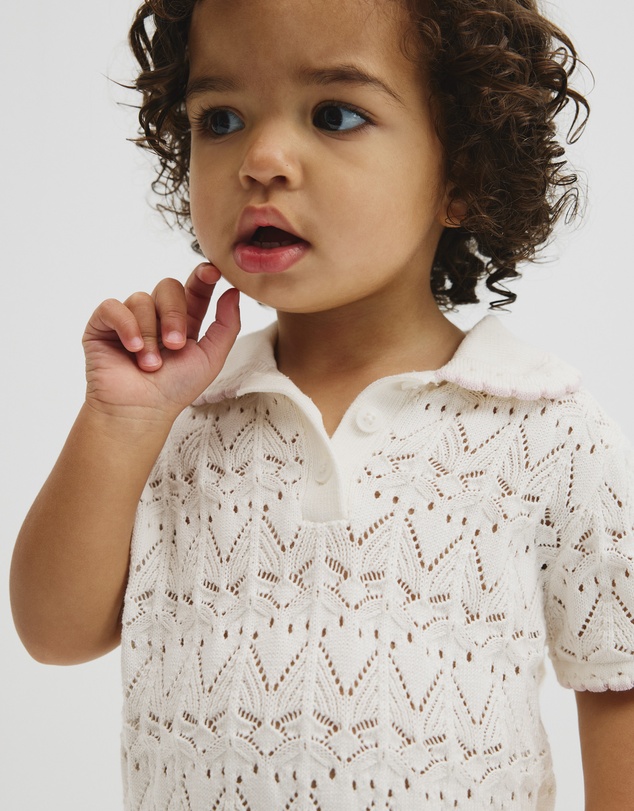 Country Road - Australian Cotton Short Sleeve Collar Knit Top