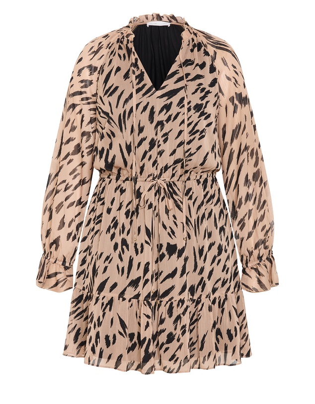 City Chic - Plus size Rhea Animal Print Mini Dress - stone