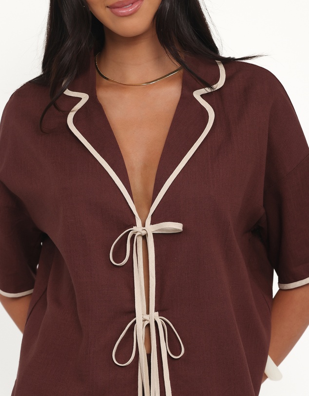 Petal & Pup - Dalton Tie Top - Brown Cream