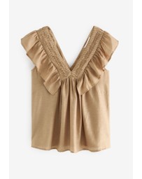 NEXT - Sleeveless Ruffle V-Neck Top