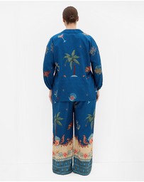 City Chic - Plus size Tia Sea Print Shirt - marine navy