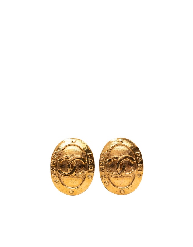 Pre-Loved by Azura Reborn - Pre-Loved Gold Plated CC Oval Clip on Earrings
