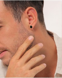 Kuzzoi - ICONIC EXCLUSIVE - Earrings Men Stud Circle Basic Geo with Enamel in 925 Sterling Silver Gold Plated