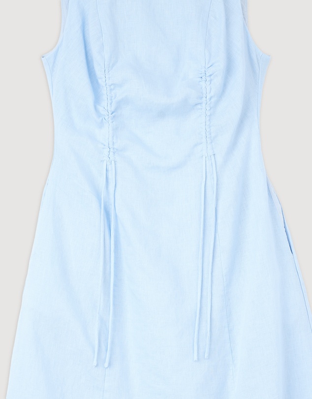 Revibe - Repaired Minima Esenciales Reyna Gathered Linen Midi Dress - AU 10