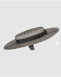 Max Alexander - White & Black lace-covered Boater Hat