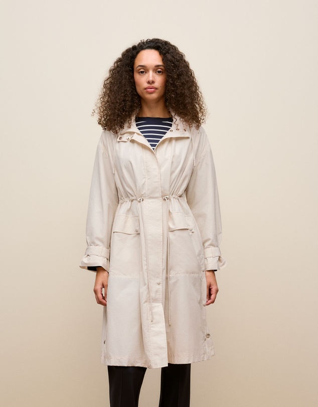 Trenery - Cotton Blend Longline Anorak in Stone