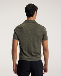 Calibre - Merino Wool Polo Khaki