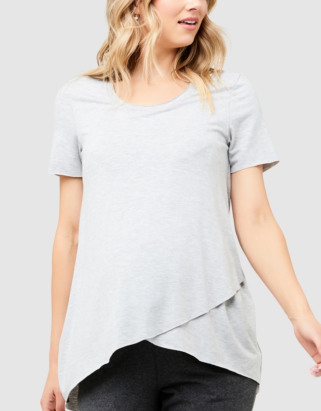 Ripe Maternity - Short Sleeve Raw Edge Nursing Top