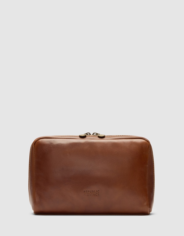Republic of Florence - Primo Matt Brown Toiletry Bag