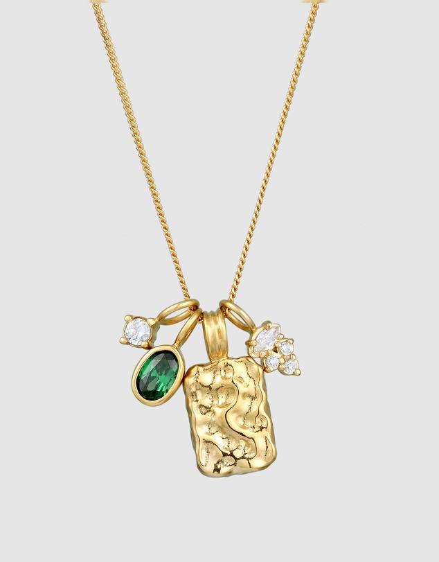 Elli Jewelry - Necklace Pendant Zirconia 925 Sterling Silver Gold-Plated