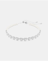 Swarovski - Ariana Grande x Swarovski Tennis choker, Mixed cuts, Heart, White, Rhodium plated