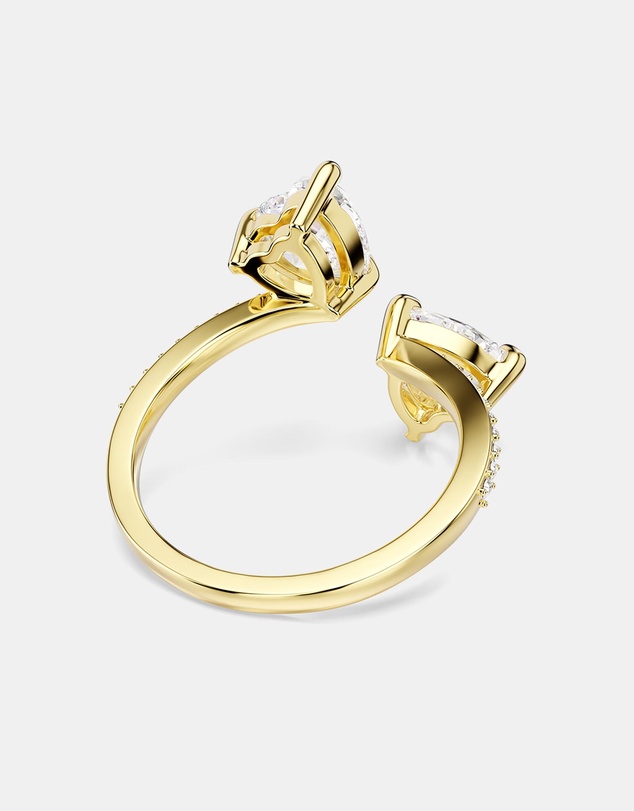 Swarovski - Mesmera open ring, Heart cut, Pavé, White, 18K gold finish