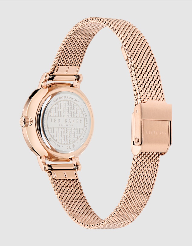 Ted Baker - Staciie 28mm Mother of Pearl Dial with Rose Gold-Tone Mesh Strap
