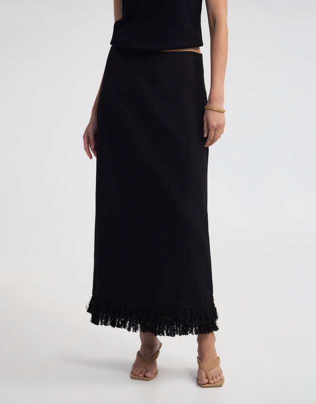 Oxford - Gabrielle Linen Blend Fringed Skirt