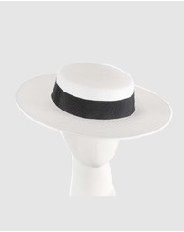 Max Alexander - White and Black Boater Hat