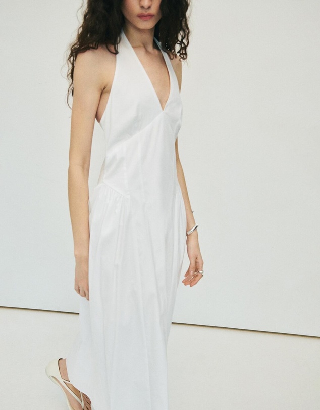 M.N.G - Valenti Halter Neck Cotton Midi-Dress
