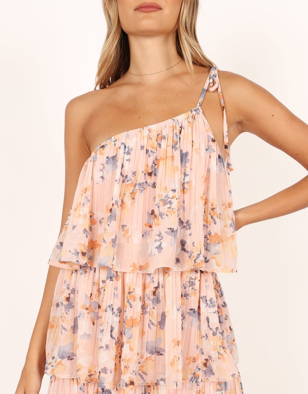 Petal & Pup - Loella One Shoulder Mini Dress - Pink Floral