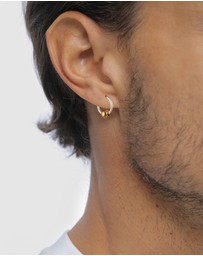Kuzzoi - ICONIC EXCLUSIVE - Earrings Creole Male Ball 925 Sterling Silver Gold-plated Bicolor