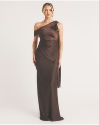 Six Stories - One Shoulder Drape Detail Satin Bridesmaid Dress