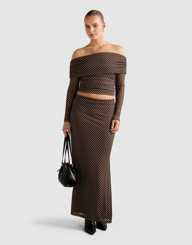 Forever New - Kaia Ruched Mesh Bardot Top